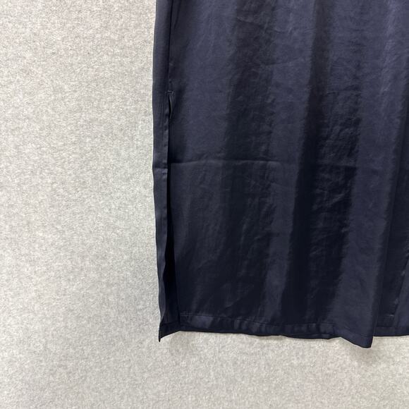 Lululemon Glide Away Navy Blue Side Slit Satin Pull-On Slip Midi Skirt Size 6 - Picture 8 of 14